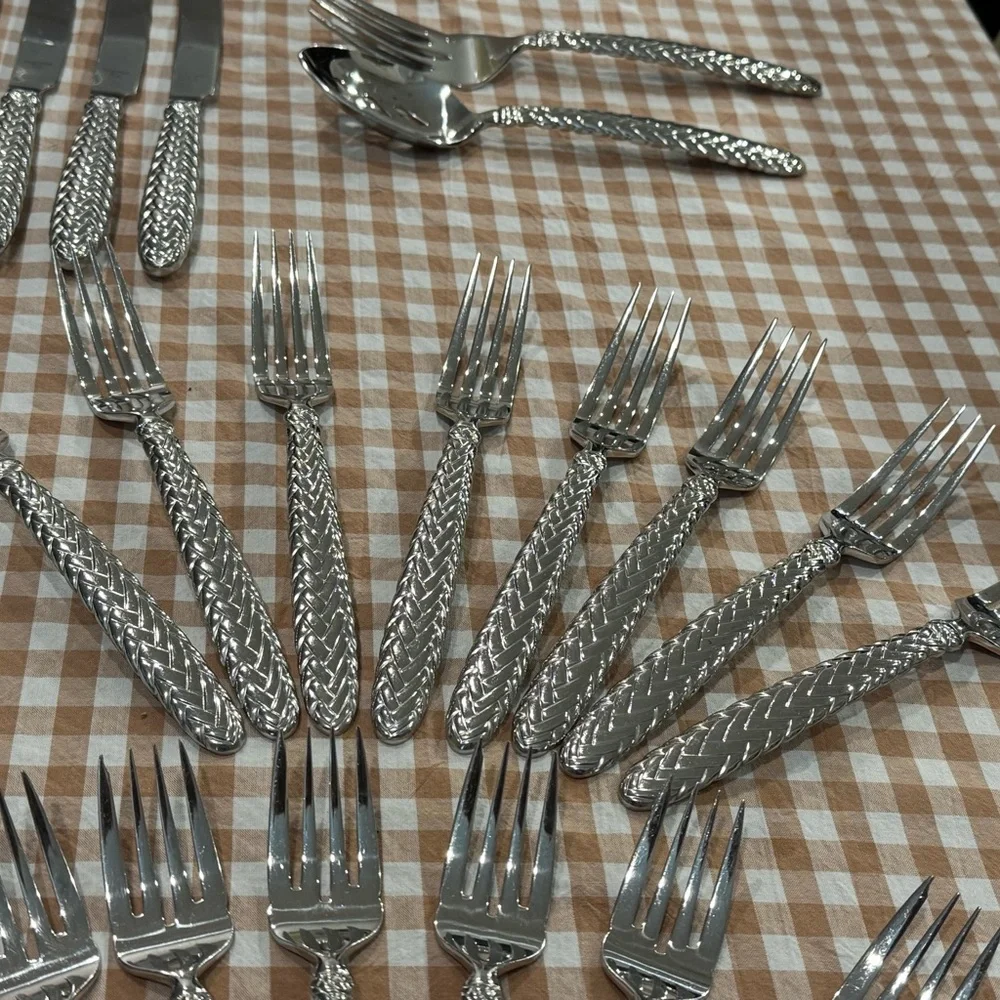 RALPH LAUREN - EQUESTRIAN BRAID - 1991 Japan Silverware FLATWARE Service for 8